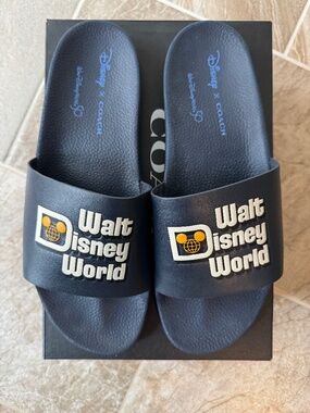 COACHx Walt Disney World Mens Navy Slides Size 12